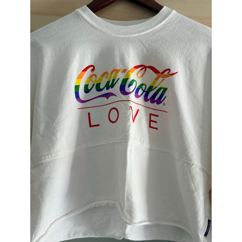Love Pride Coca-Cola Crop T-Shirt Small White Rainbow - Picture 2 of 5